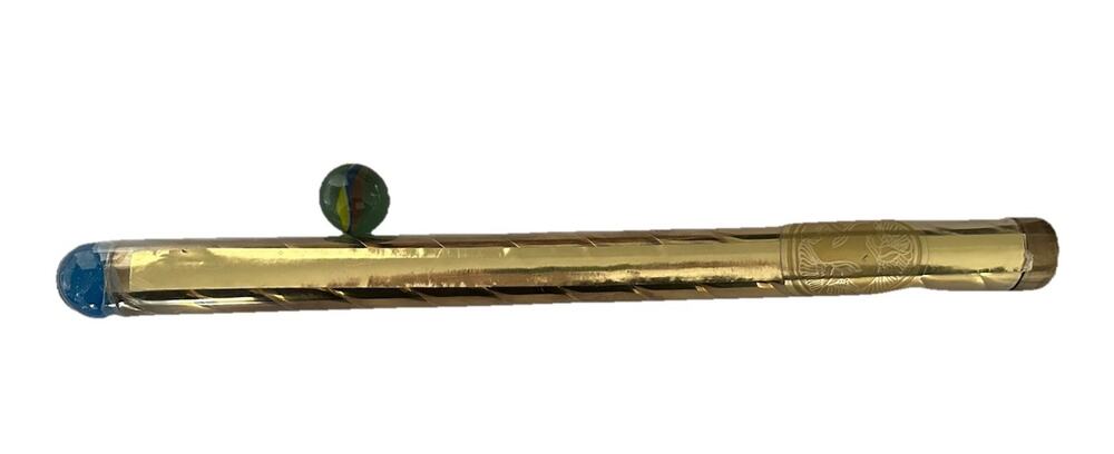 Vintage Brass Tube Marble Kaleidoscope 3 Mirror System with 2 Marbles EUC